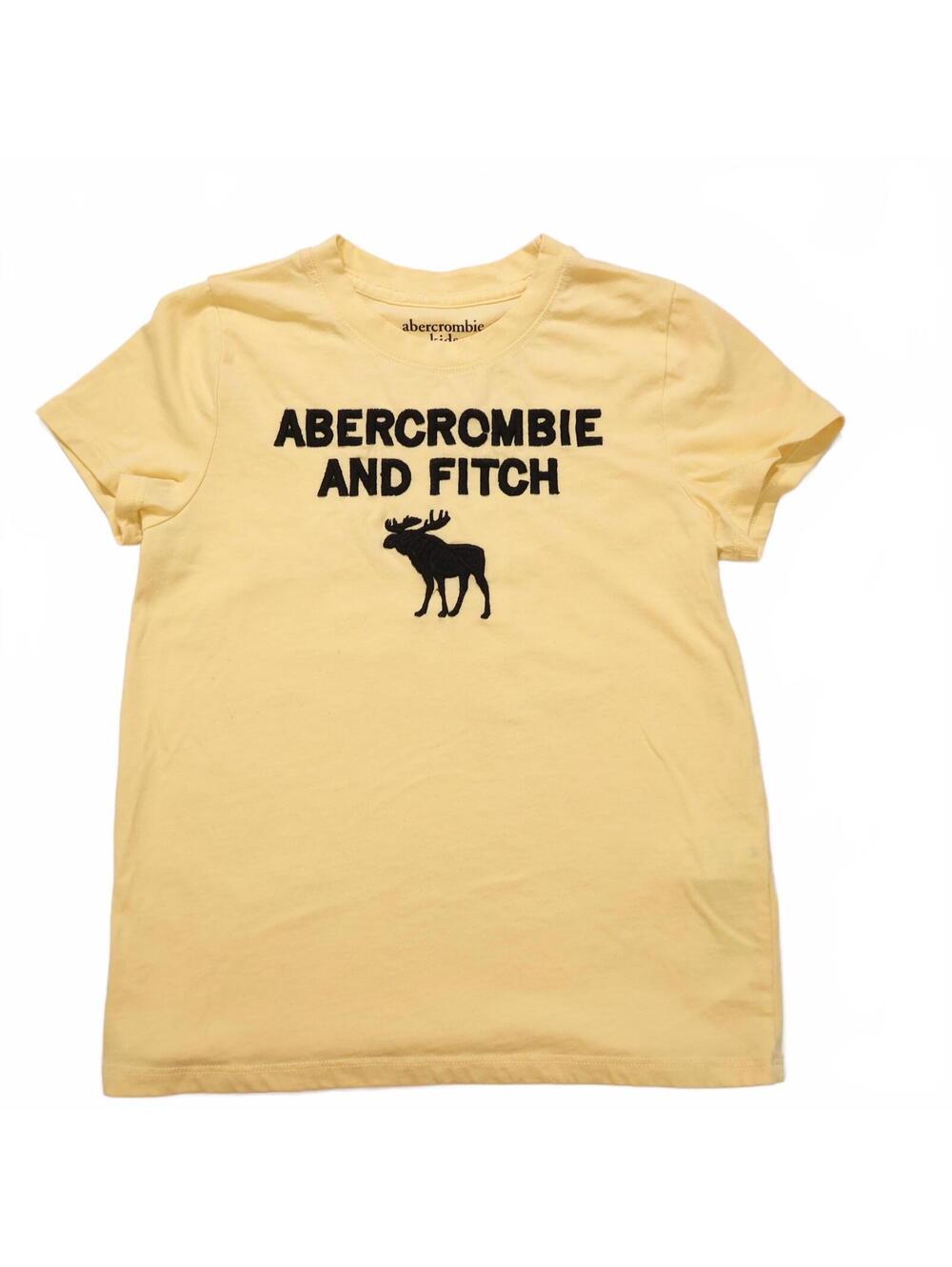 Abercrombie Kids Girls 7/8 Tee Embroidered Logo Solid Yellow Crew Neck Shirt